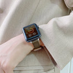 Double Studs Buckle Genuine Leather Strap Watchband For Apple Watch Series, 7 45mm / 6 & SE & 5 & 4 44mm / 3 & 2 & 1 42mm, 7 41mm / 6 & SE & 5 & 4 40mm / 3 & 2 & 1 38mm