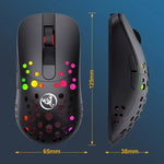 فأرة سلكية ولاسلكية مزدوجة الوضع HXSJ T100 بدقة 10000 DPI مع تعريف ماكرو RGB