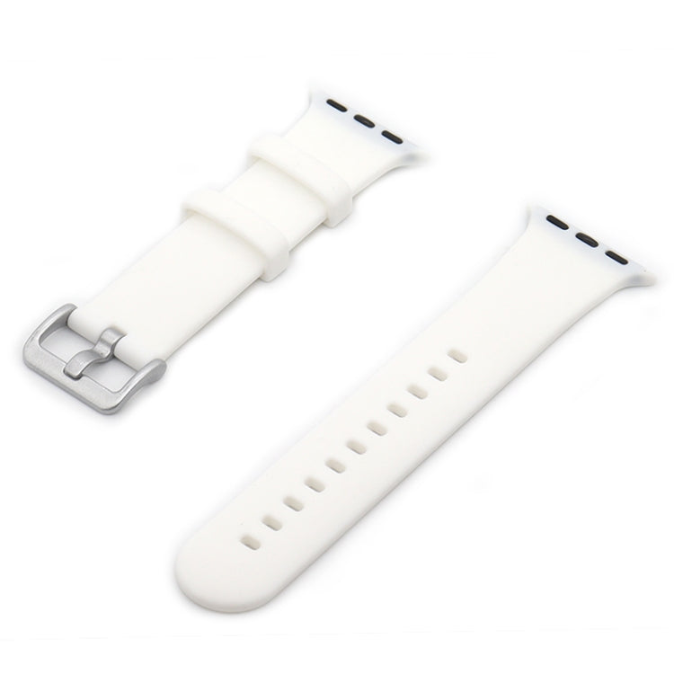 Silver Buckle Silicone Replacement Strap Watchband, For Apple Watch Series 7  41mm / & 6 & SE & 5 & 4 40mm, For Apple Watch Series  7  45mm / & 6 & SE & 5 & 4 44mm