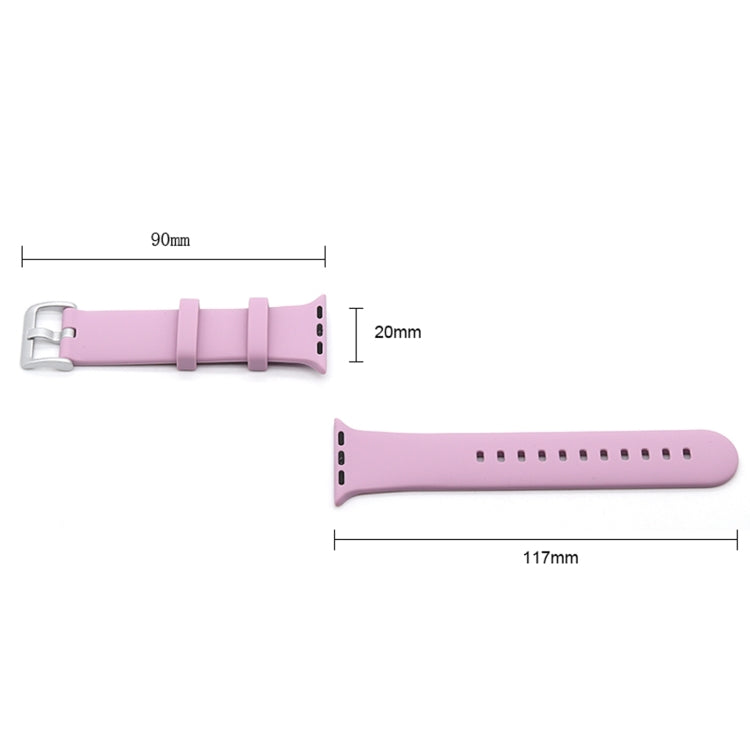 Silver Buckle Silicone Replacement Strap Watchband, For Apple Watch Series 7  41mm / & 6 & SE & 5 & 4 40mm, For Apple Watch Series  7  45mm / & 6 & SE & 5 & 4 44mm