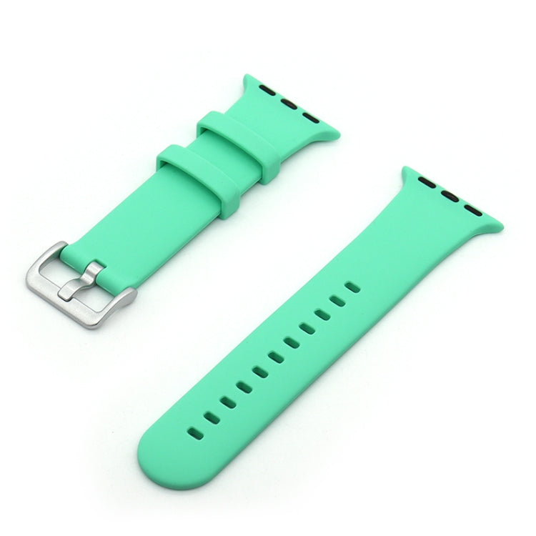 Silver Buckle Silicone Replacement Strap Watchband, For Apple Watch Series 7  41mm / & 6 & SE & 5 & 4 40mm, For Apple Watch Series  7  45mm / & 6 & SE & 5 & 4 44mm
