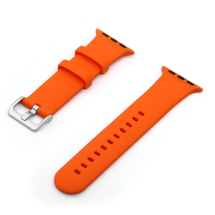 Silver Buckle Silicone Replacement Strap Watchband, For Apple Watch Series 7  41mm / & 6 & SE & 5 & 4 40mm, For Apple Watch Series  7  45mm / & 6 & SE & 5 & 4 44mm