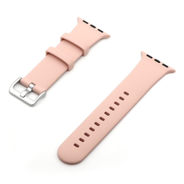 Silver Buckle Silicone Replacement Strap Watchband, For Apple Watch Series 7  41mm / & 6 & SE & 5 & 4 40mm, For Apple Watch Series  7  45mm / & 6 & SE & 5 & 4 44mm