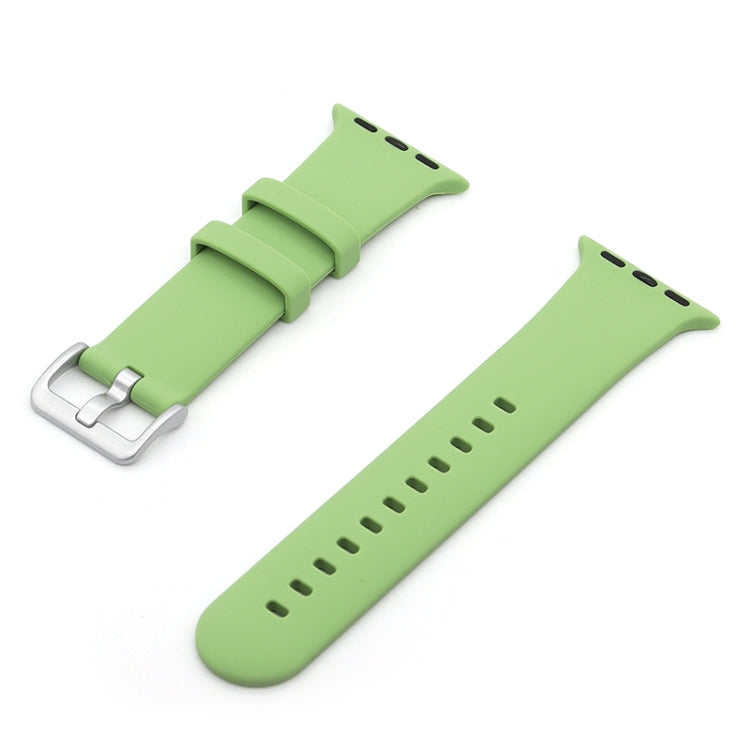 Silver Buckle Silicone Replacement Strap Watchband, For Apple Watch Series 7  41mm / & 6 & SE & 5 & 4 40mm, For Apple Watch Series  7  45mm / & 6 & SE & 5 & 4 44mm