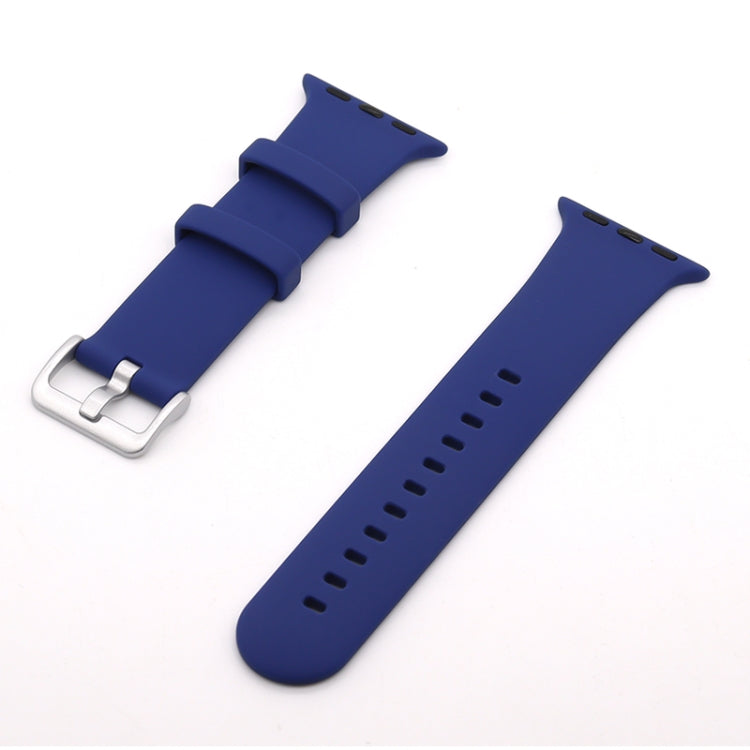 Silver Buckle Silicone Replacement Strap Watchband, For Apple Watch Series 7  41mm / & 6 & SE & 5 & 4 40mm, For Apple Watch Series  7  45mm / & 6 & SE & 5 & 4 44mm