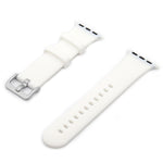 Silver Buckle Silicone Replacement Strap Watchband, For Apple Watch Series 7  41mm / & 6 & SE & 5 & 4 40mm, For Apple Watch Series  7  45mm / & 6 & SE & 5 & 4 44mm