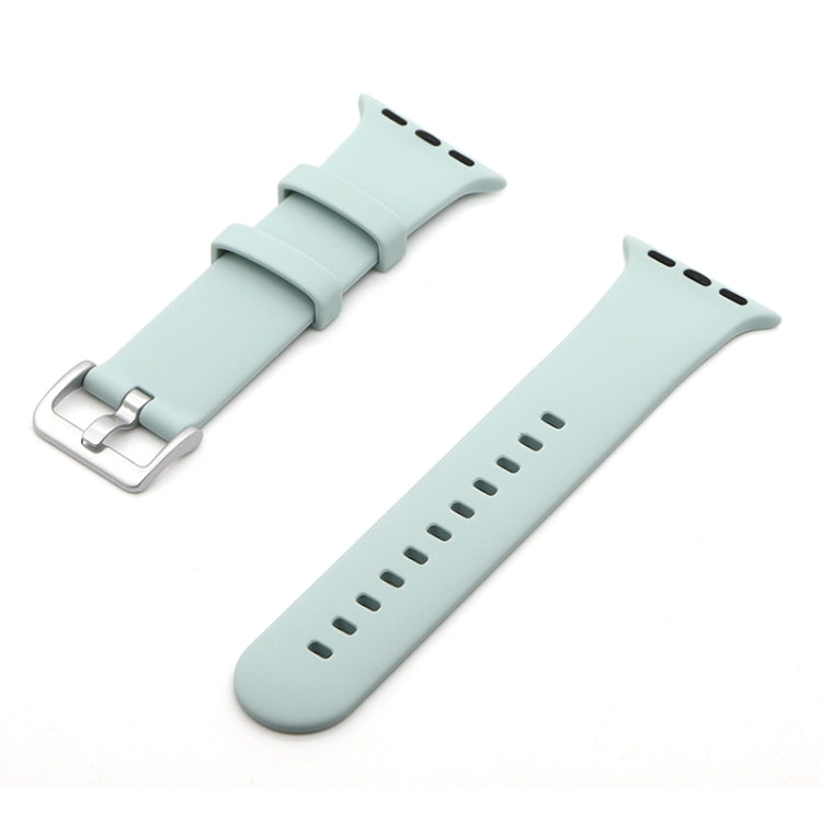Silver Buckle Silicone Replacement Strap Watchband, For Apple Watch Series 7  41mm / & 6 & SE & 5 & 4 40mm, For Apple Watch Series  7  45mm / & 6 & SE & 5 & 4 44mm