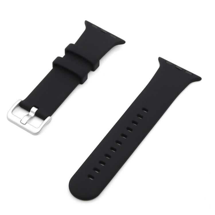 Silver Buckle Silicone Replacement Strap Watchband, For Apple Watch Series 7  41mm / & 6 & SE & 5 & 4 40mm, For Apple Watch Series  7  45mm / & 6 & SE & 5 & 4 44mm