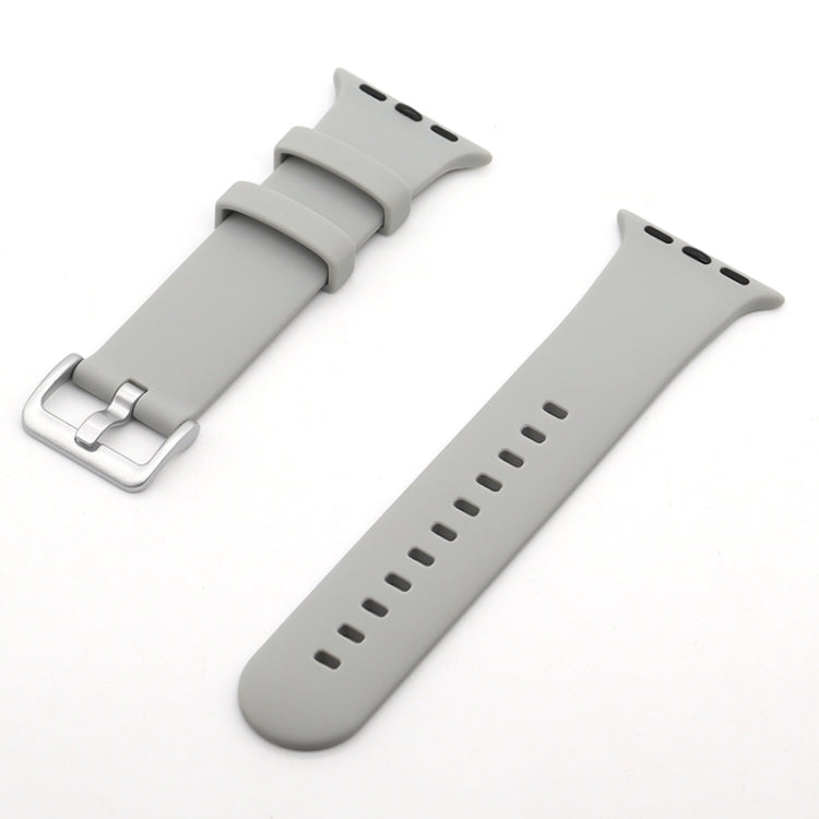 Silver Buckle Silicone Replacement Strap Watchband, For Apple Watch Series 7  41mm / & 6 & SE & 5 & 4 40mm, For Apple Watch Series  7  45mm / & 6 & SE & 5 & 4 44mm