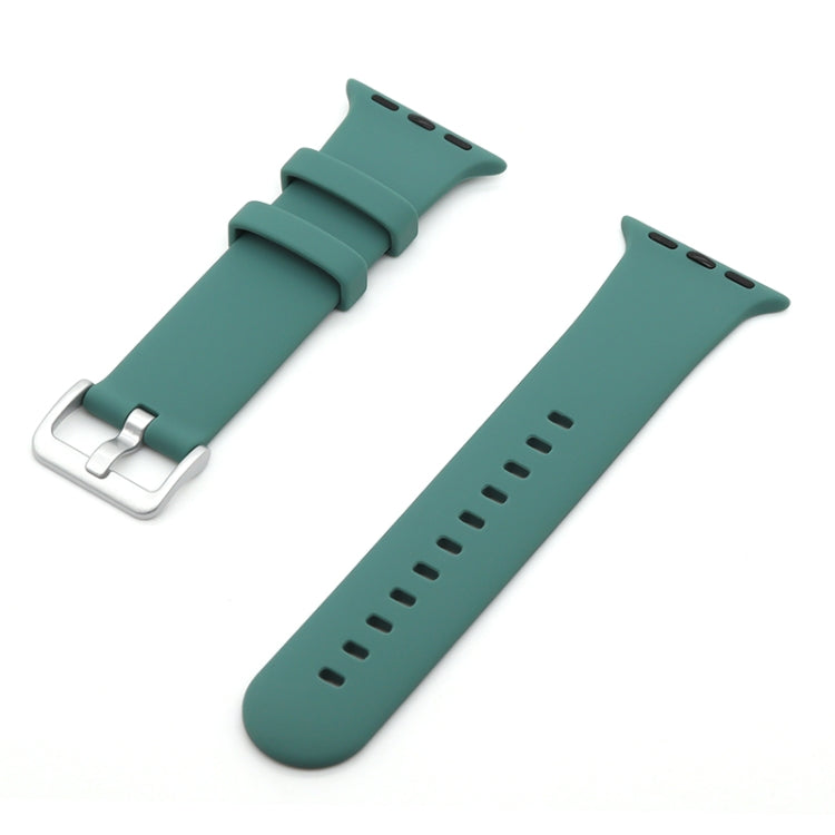 Silver Buckle Silicone Replacement Strap Watchband, For Apple Watch Series 7  41mm / & 6 & SE & 5 & 4 40mm, For Apple Watch Series  7  45mm / & 6 & SE & 5 & 4 44mm