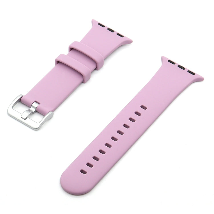 Silver Buckle Silicone Replacement Strap Watchband, For Apple Watch Series 7  41mm / & 6 & SE & 5 & 4 40mm, For Apple Watch Series  7  45mm / & 6 & SE & 5 & 4 44mm