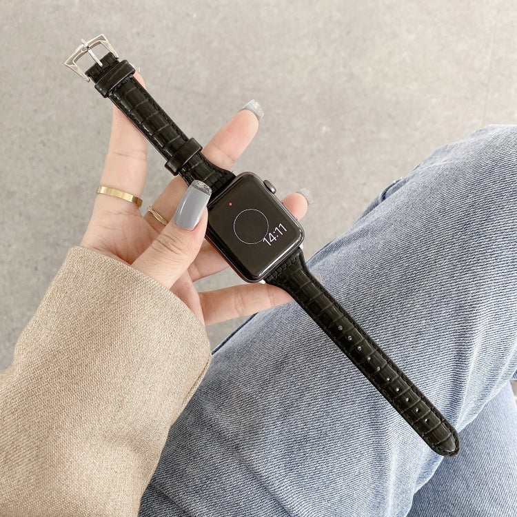 سوار ساعة بديل من جلد بنقشة تمساح، لسلسلة Apple Watch 7 مقاس 41 مم / & 6 & SE & 5 & 4 مقاس 40 مم، لسلسلة Apple Watch 7 مقاس 45 مم / & 6 & SE & 5 & 4 مقاس 44 مم