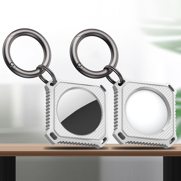 Four Square Carbon Fiber Case with Keychain Ring For AirTag 2nd Gen / AirTag 1st Gen