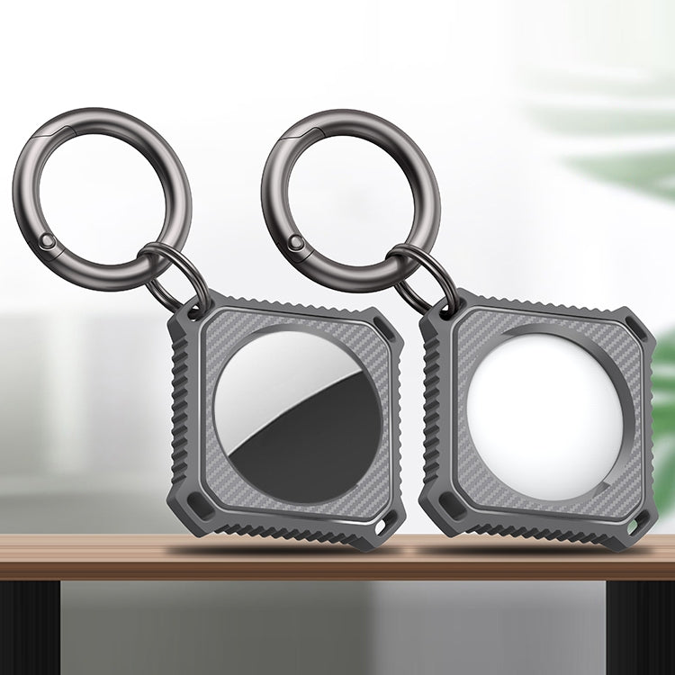 Four Square Carbon Fiber Case with Keychain Ring For AirTag 2nd Gen / AirTag 1st Gen