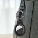 Round Shape Carbon Fiber Anti-fall Case with Keychain Ring for AirTag 2nd Gen / AirTag 1st Gen