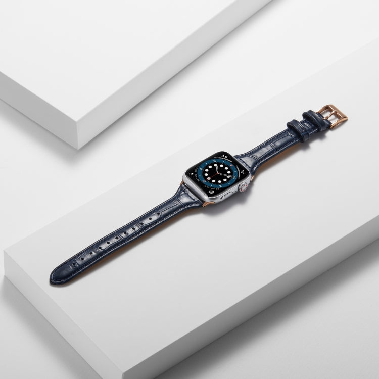 Crocodile Texture Leather Replacement Strap Watchband, For Apple Watch Series 7  41mm / & 6 & SE & 5 & 4 40mm