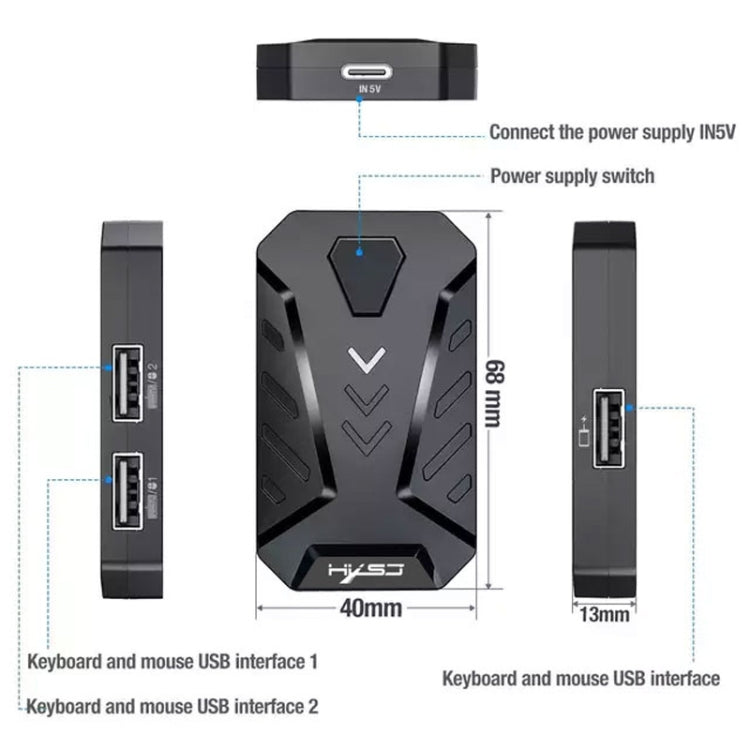 HXSJ V100+A883+P8 One-handed Keyboard + Programming Gaming Mouse + Keyboard Mouse Converter Set, V100+J900+P8