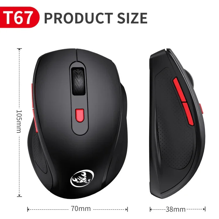 HXSJ T67 2.4G Bluetooth 3.0/5.0 Dual Mode Wireless Mouse, T67 2.4G