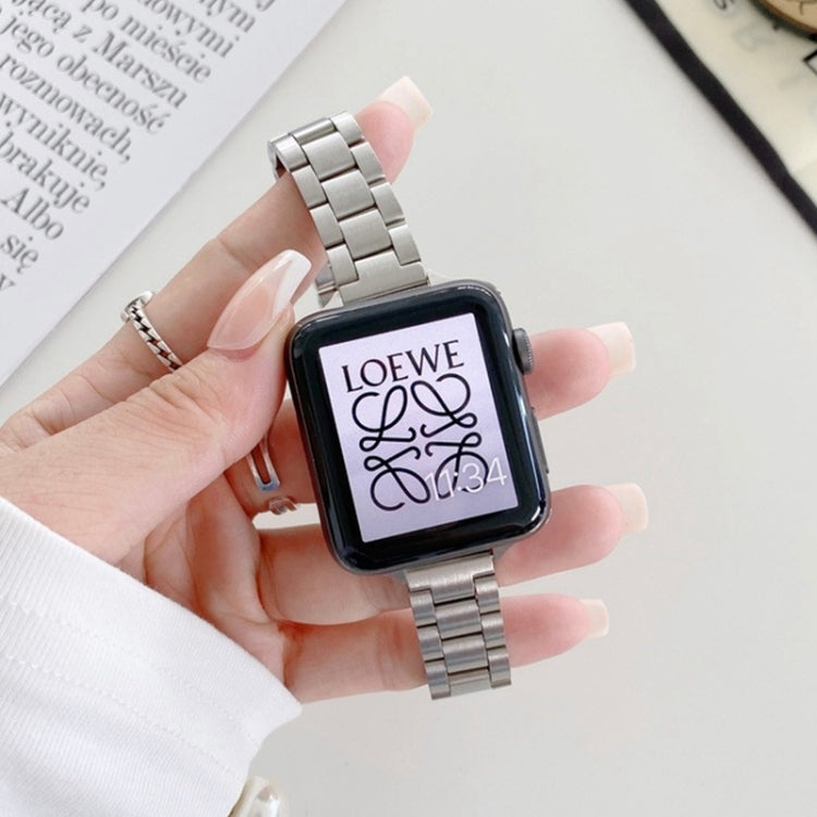 Three-beads Steel Replacement Strap Watchband, For Apple Watch Series 7  41mm / & 6 & SE & 5 & 4 40mm, For Apple Watch Series  7  45mm / & 6 & SE & 5 & 4 44mm