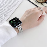 Three-beads Steel Replacement Strap Watchband, For Apple Watch Series 7  41mm / & 6 & SE & 5 & 4 40mm, For Apple Watch Series  7  45mm / & 6 & SE & 5 & 4 44mm