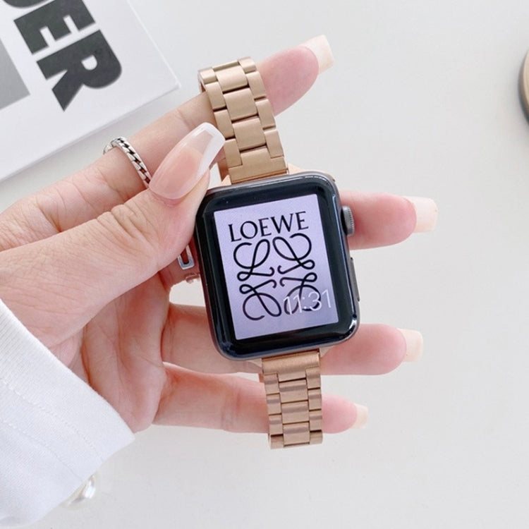 Three-beads Steel Replacement Strap Watchband, For Apple Watch Series 7  41mm / & 6 & SE & 5 & 4 40mm, For Apple Watch Series  7  45mm / & 6 & SE & 5 & 4 44mm