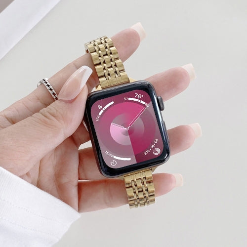 Seven-beads Steel Replacement Strap Watchband, For Apple Watch Series 7  41mm / & 6 & SE & 5 & 4 40mm, For Apple Watch Series  7  45mm / & 6 & SE & 5 & 4 44mm