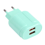شاحن سفر مزدوج USB 2.1A ماكارون 13-22، قابس الاتحاد الأوروبي، قابس الولايات المتحدة