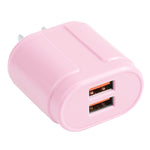 شاحن سفر مزدوج USB 2.1A ماكارون 13-22، قابس الاتحاد الأوروبي، قابس الولايات المتحدة