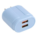 شاحن سفر مزدوج USB 2.1A ماكارون 13-22، قابس الاتحاد الأوروبي، قابس الولايات المتحدة