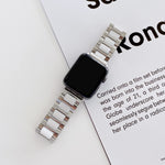 22mm Width Three Beads Ceramics Steel Replacement Strap Watchband For Apple Watch Series, 7 41mm / 6 & SE & 5 & 4 40mm / 3 & 2 & 1 38mm, 7 45mm / 6 & SE & 5 & 4 44mm / 3 & 2 & 1 42mm