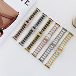 22mm Width Three Beads Ceramics Steel Replacement Strap Watchband For Apple Watch Series, 7 41mm / 6 & SE & 5 & 4 40mm / 3 & 2 & 1 38mm, 7 45mm / 6 & SE & 5 & 4 44mm / 3 & 2 & 1 42mm