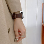 8-shape Buckle Retro Leather Replacement Strap Watchband For Apple Watch Series, 7 41mm / 6 & SE & 5 & 4 40mm / 3 & 2 & 1 38mm, 7 45mm / 6 & SE & 5 & 4 44mm / 3 & 2 & 1 42mm