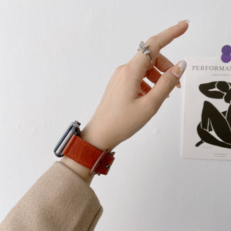 8-shape Buckle Retro Leather Replacement Strap Watchband For Apple Watch Series, 7 41mm / 6 & SE & 5 & 4 40mm / 3 & 2 & 1 38mm, 7 45mm / 6 & SE & 5 & 4 44mm / 3 & 2 & 1 42mm