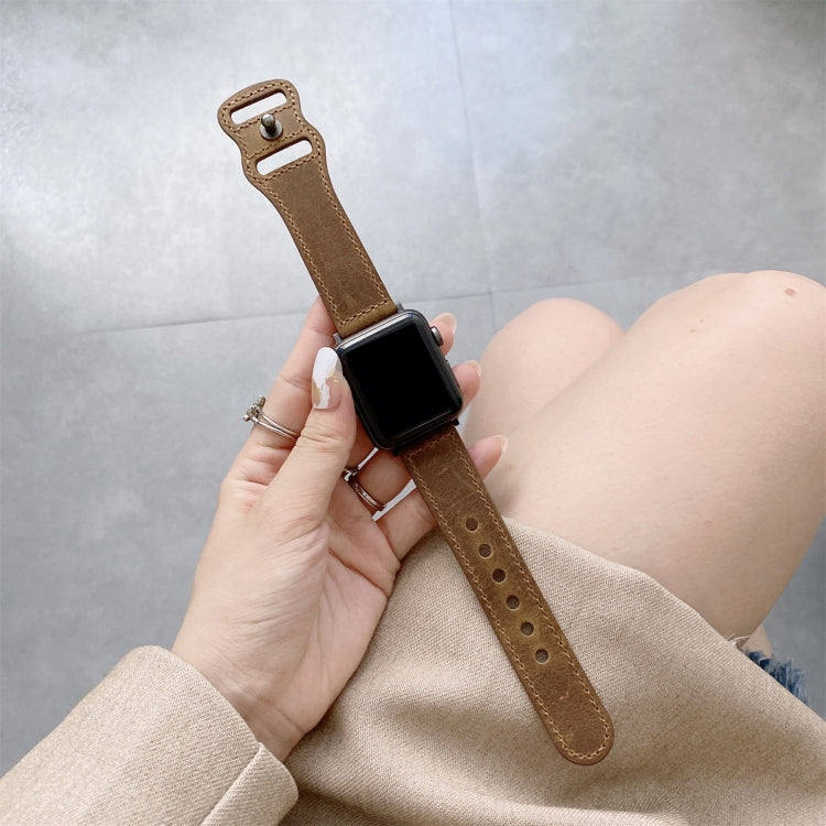 8-shape Buckle Retro Leather Replacement Strap Watchband For Apple Watch Series, 7 41mm / 6 & SE & 5 & 4 40mm / 3 & 2 & 1 38mm, 7 45mm / 6 & SE & 5 & 4 44mm / 3 & 2 & 1 42mm