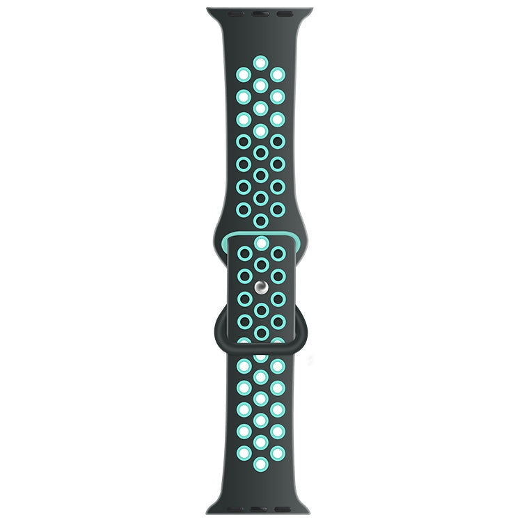 Butterfly Buckle Dual-tone Liquid Silicone Replacement Watchband For Apple Watch Series, 7 41mm / 6 & SE & 5 & 4 40mm / 3 & 2 & 1 38mm, 7 45mm / 6 & SE & 5 & 4 44mm / 3 & 2 & 1 42mm