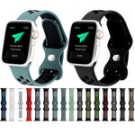 Butterfly Buckle Dual-tone Liquid Silicone Replacement Watchband For Apple Watch Series, 7 41mm / 6 & SE & 5 & 4 40mm / 3 & 2 & 1 38mm, 7 45mm / 6 & SE & 5 & 4 44mm / 3 & 2 & 1 42mm