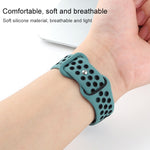 Butterfly Buckle Dual-tone Liquid Silicone Replacement Watchband For Apple Watch Series, 7 41mm / 6 & SE & 5 & 4 40mm / 3 & 2 & 1 38mm, 7 45mm / 6 & SE & 5 & 4 44mm / 3 & 2 & 1 42mm