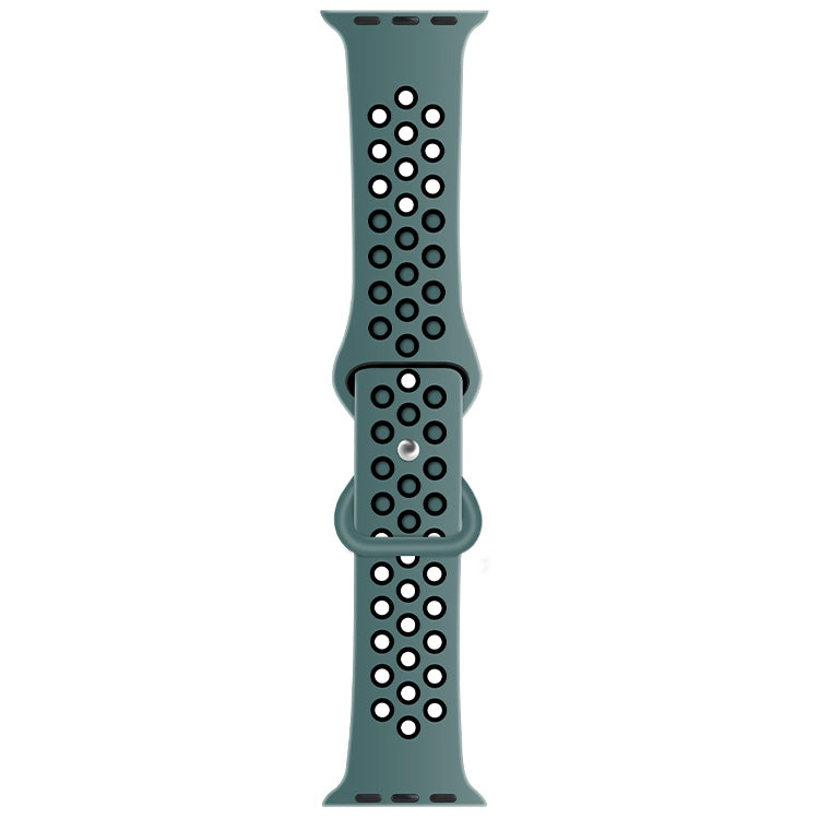 Butterfly Buckle Dual-tone Liquid Silicone Replacement Watchband For Apple Watch Series, 7 41mm / 6 & SE & 5 & 4 40mm / 3 & 2 & 1 38mm, 7 45mm / 6 & SE & 5 & 4 44mm / 3 & 2 & 1 42mm