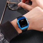 SKMEI 1650 Leather Strap Version LED Digital Display Electronic Watch with Touch Luminous Button, Leather Strap Version