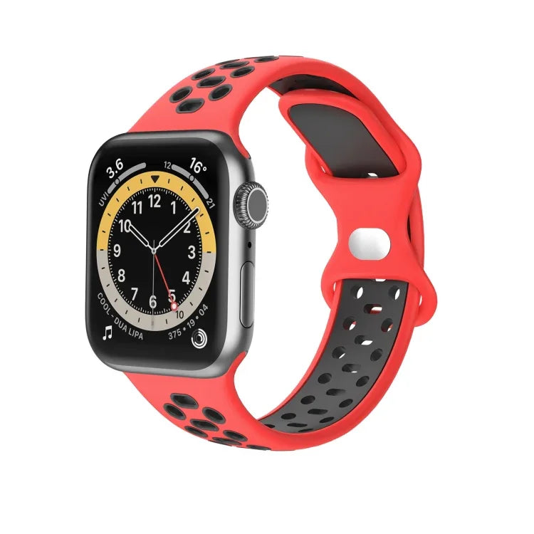 حزام ساعة بديل من السيليكون بلونين مع 8 أبازيم لسلسلة Apple Watch، 7 مقاس 41mm / 6 & SE & 5 & 4 مقاس 40mm / 3 & 2 & 1 مقاس 38mm
