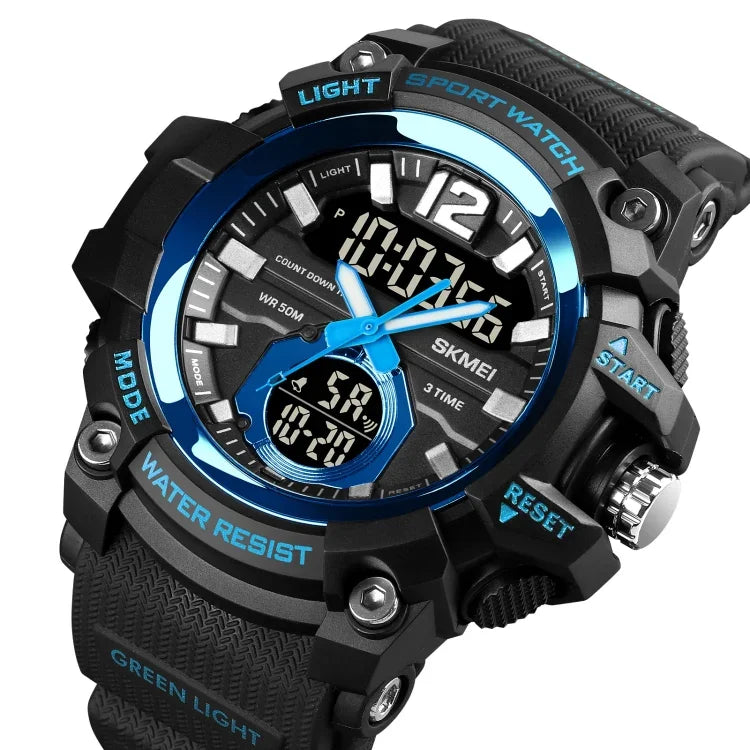 SKMEI 1725 Three Time LED Digital Display Timing Luminous Electronic Watch