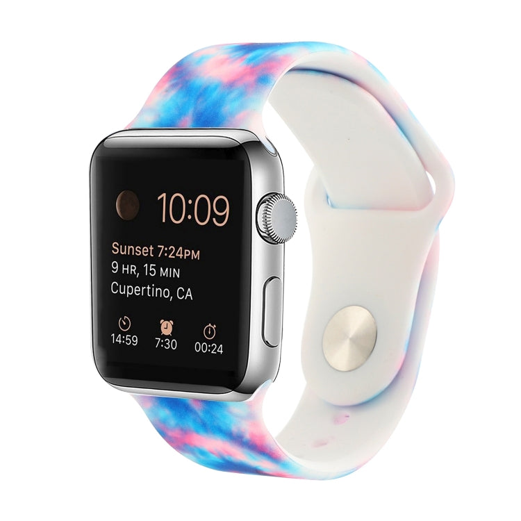حزام ساعة بديل من السيليكون بنقشة مطلية لسلسلة Apple Watch، 7 مقاس 41mm / 6 & SE & 5 & 4 مقاس 40mm / 3 & 2 & 1 مقاس 38mm، 7 مقاس 45mm / 6 & SE & 5 & 4 مقاس 44mm / 3 & 2 & 1 مقاس 42mm