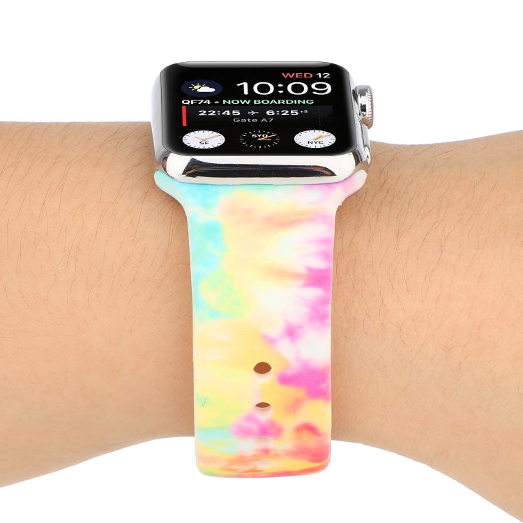 حزام ساعة بديل من السيليكون بنقشة مطلية لسلسلة Apple Watch، 7 مقاس 41mm / 6 & SE & 5 & 4 مقاس 40mm / 3 & 2 & 1 مقاس 38mm، 7 مقاس 45mm / 6 & SE & 5 & 4 مقاس 44mm / 3 & 2 & 1 مقاس 42mm