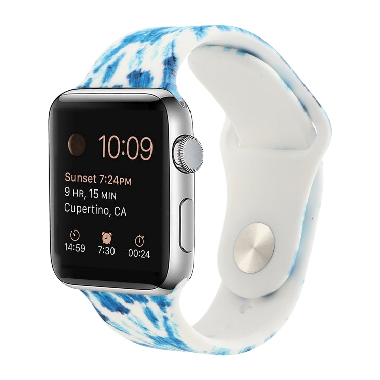 حزام ساعة بديل من السيليكون بنقشة مطلية لسلسلة Apple Watch، 7 مقاس 41mm / 6 & SE & 5 & 4 مقاس 40mm / 3 & 2 & 1 مقاس 38mm، 7 مقاس 45mm / 6 & SE & 5 & 4 مقاس 44mm / 3 & 2 & 1 مقاس 42mm