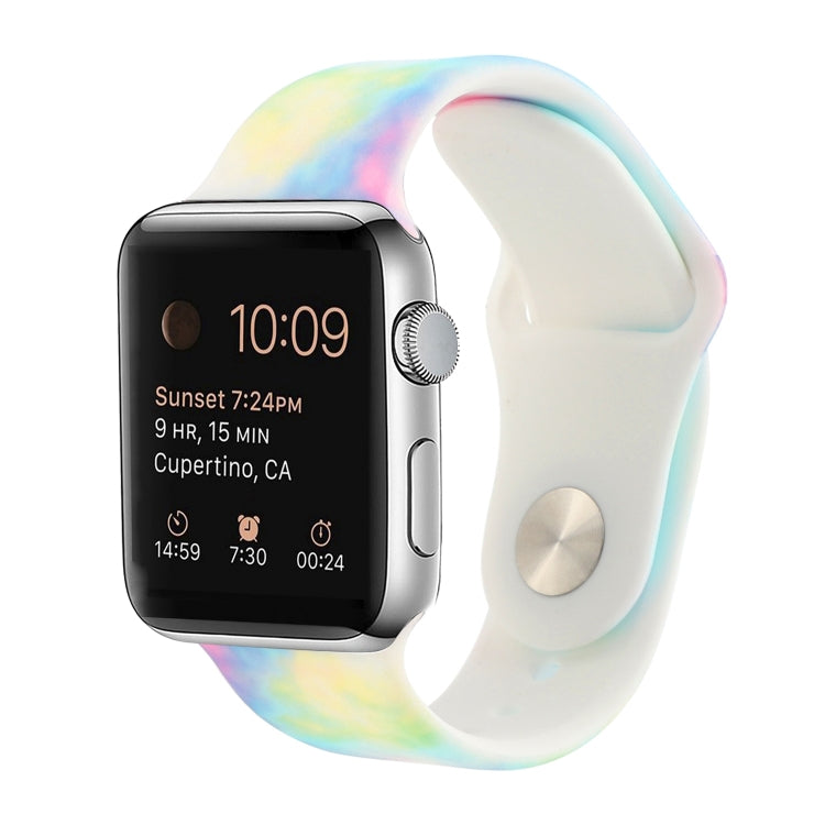 حزام ساعة بديل من السيليكون بنقشة مطلية لسلسلة Apple Watch، 7 مقاس 41mm / 6 & SE & 5 & 4 مقاس 40mm / 3 & 2 & 1 مقاس 38mm، 7 مقاس 45mm / 6 & SE & 5 & 4 مقاس 44mm / 3 & 2 & 1 مقاس 42mm