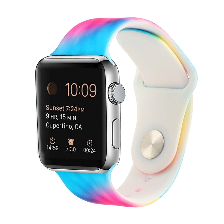 حزام ساعة بديل من السيليكون بنقشة مطلية لسلسلة Apple Watch، 7 مقاس 41mm / 6 & SE & 5 & 4 مقاس 40mm / 3 & 2 & 1 مقاس 38mm، 7 مقاس 45mm / 6 & SE & 5 & 4 مقاس 44mm / 3 & 2 & 1 مقاس 42mm