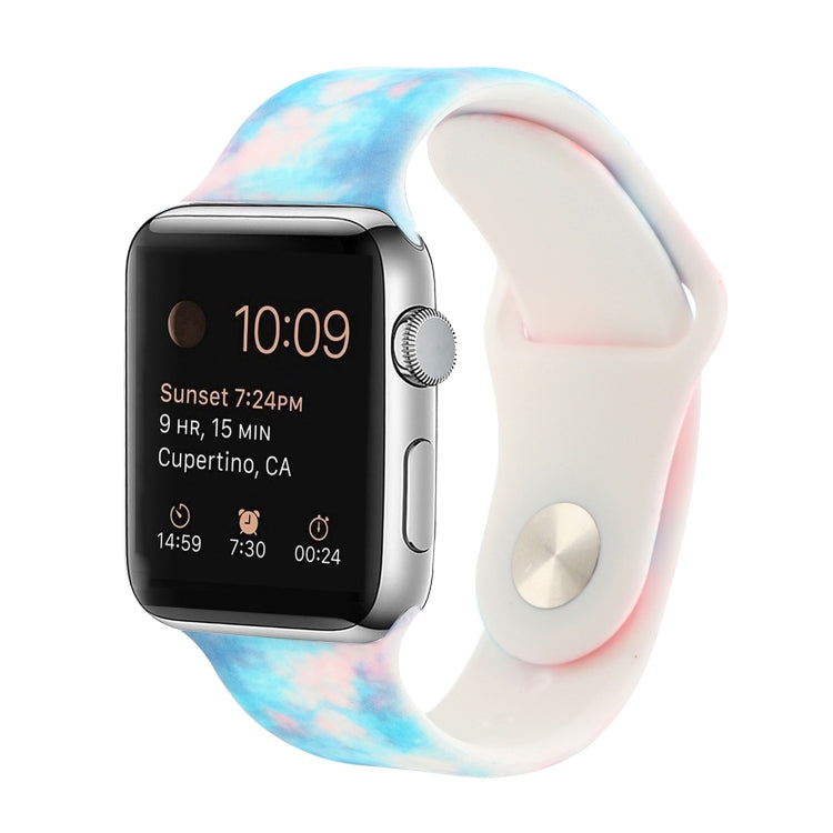 حزام ساعة بديل من السيليكون بنقشة مطلية لسلسلة Apple Watch، 7 مقاس 41mm / 6 & SE & 5 & 4 مقاس 40mm / 3 & 2 & 1 مقاس 38mm، 7 مقاس 45mm / 6 & SE & 5 & 4 مقاس 44mm / 3 & 2 & 1 مقاس 42mm