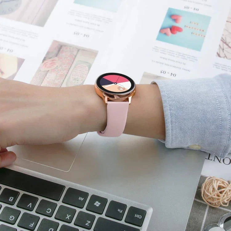 For Galaxy Watch Active 2 Smart Watch Solid Color Silicone Wrist Strap Watchband, L, S