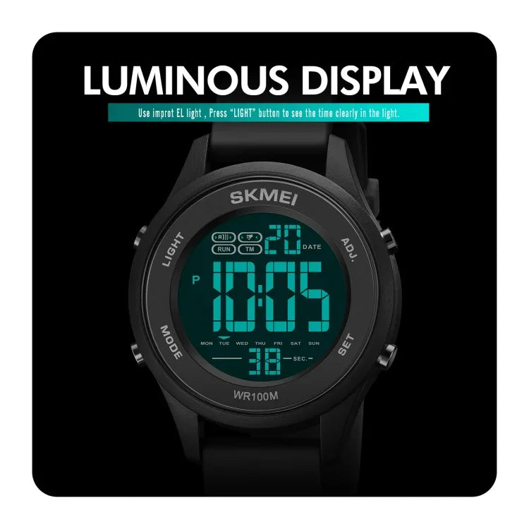 SKMEI 1758 Multifunctional LED Digital Display Luminous Silicone Strap Electronic Watch