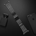 Seven-beads Double Safety Buckle Steel Replacement Strap Watchband For Apple Watch Series, 7 41mm / 6 & SE & 5 & 4 40mm / 3 & 2 & 1 38mm, 7 45mm / 6 & SE & 5 & 4 44mm / 3 & 2 & 1 42mm